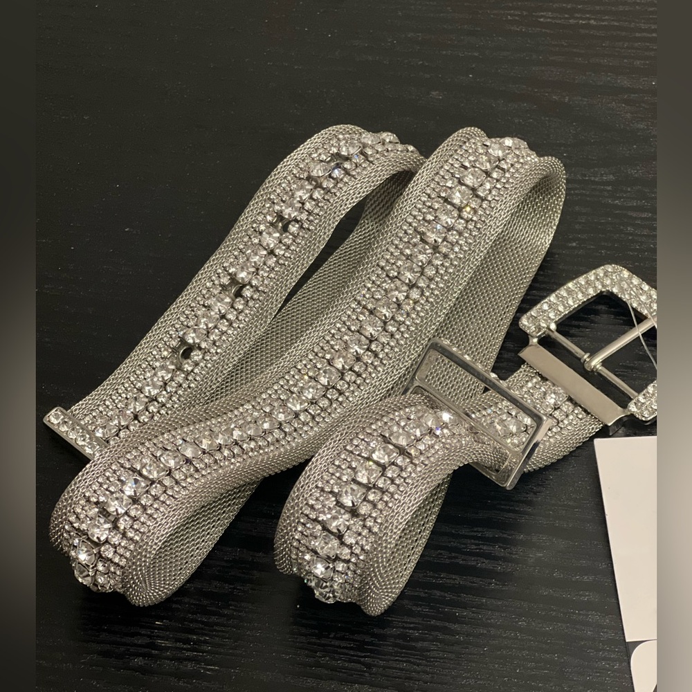 NEW Rhinestone silver belt, 80